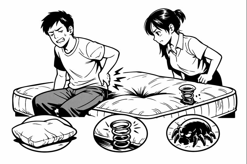 ベッドマットレスの寿命と交換時期【腰痛・へたりのサイン】